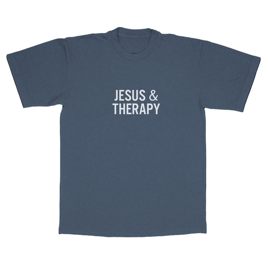 "Jesus & Therapy" Tee || Indigo Blue
