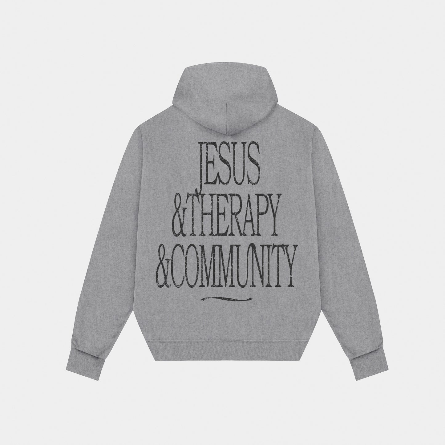 PRE-ORDER — Jesus, Therapy & Community Hoodie || Grey